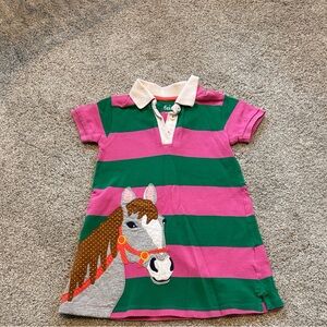 Mini Boden Pink Stripe Horse Dress Size 3-4 Years